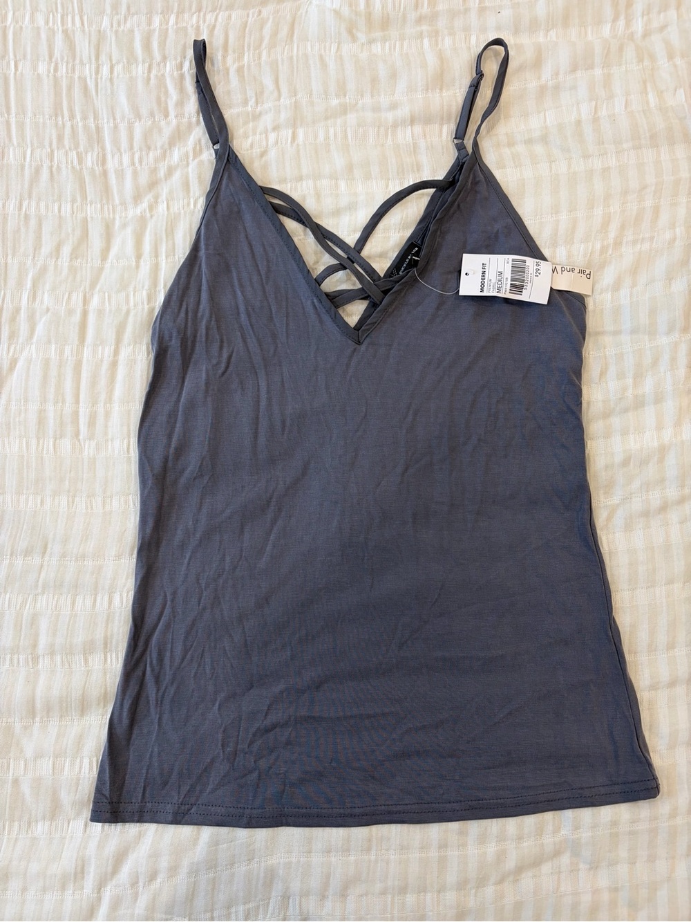 Buckle Slate Blue Crisscross V-Neck Camisole